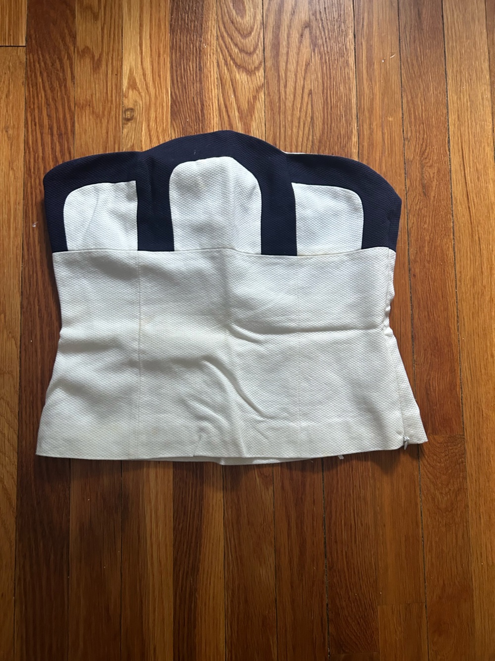 CK Bradley White and Navy Colorblock Strapless Top